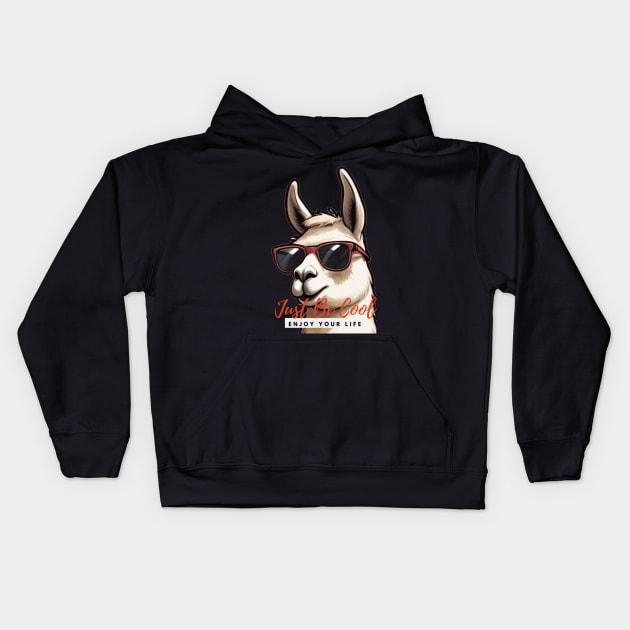 Just Be Cool Llama with Sunglasses Kids Hoodie by ReaBelle